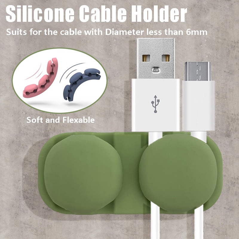 1 Dụng Cụ Cố Định Dây Cáp / Dây Cáp Sạc / Chuột Bằng Silicon Màu Trơn Siêu Dính