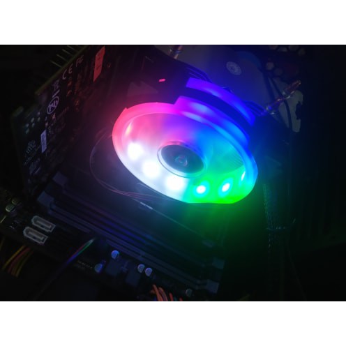 quạt chip đèn led đa sắc delefun dx1