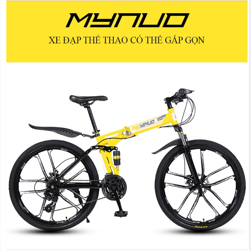 Xe đạp địa hình, xe đạp thể thao MYNUO, gấp gọn, khung thép siêu bền chắc chắn, bảo hành 2 năm
