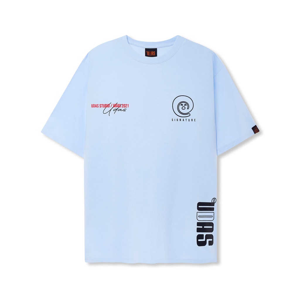 Áo thun tay lỡ UDAS phông Unisex nam nữ Cotton oversize form rộng SIGNATURE - Blue Sky | BigBuy360 - bigbuy360.vn