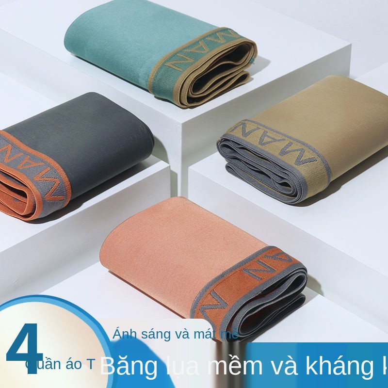 Quần lót nam băng giá mùa hè đùi boxer shorts cotton tinh khiết trẻ trung thoáng khí sexy size lớn siêu mỏng nhẹ