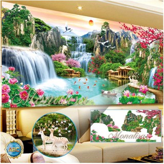 tranh đính đá tự đính thiên nhiên hùng vĩ y8273 200 x 90