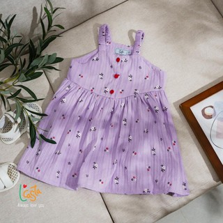 Đầm 2 dây cho bé gái hoa tiết hoa nhí đáng yêu từ 2 đến 6 tuổi