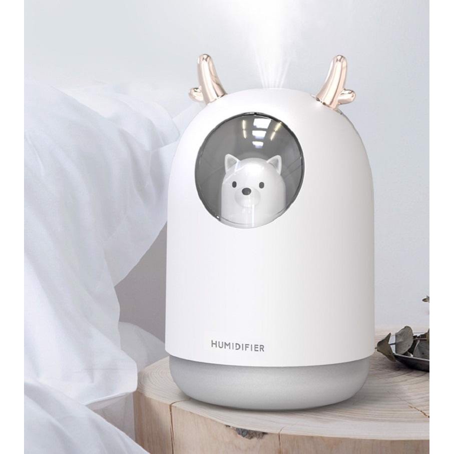 Máy Xông Tinh Dầu Mini - hình gấu HUMIDIFIER dễ thương, làn khói nước nhẹ nhàng, tự động ngắt khi hết nước, máy chạy êm