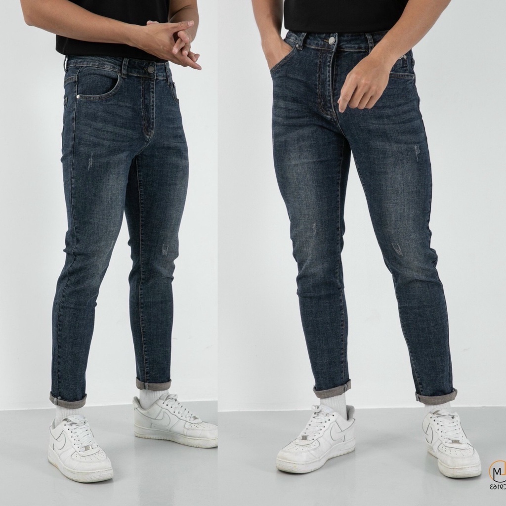 Quần jean nam xanh trơn chất bò cao cấp co dãn 4 chiều đẹp from dáng skinny mẫu mới thời trang cao cấp beautiulgilr T018
