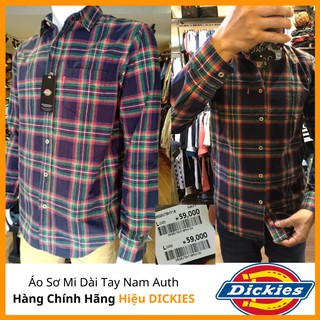 Áo sơ mi dài tay hiệu dickies cao cấp caro xanh navy