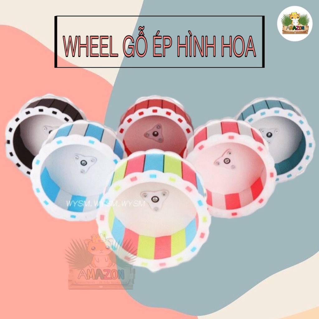 wheel chạy gỗ ép hình hoa size 15-20cm cho hamster[ không kèm đế ]