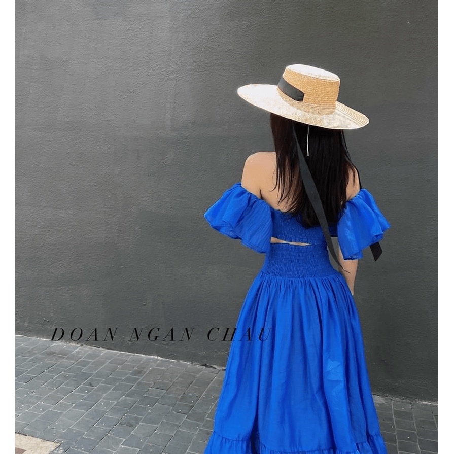 Sét Bộ 2 Món Áo Trễ Vai Kết Hợp Váy Xòe 2 Màu Chất Lụa Có Mút Ngục Mặc Đẹp Dáng Xinh [NEW UNISEX]