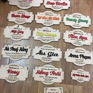 bảng gỗ tên shop