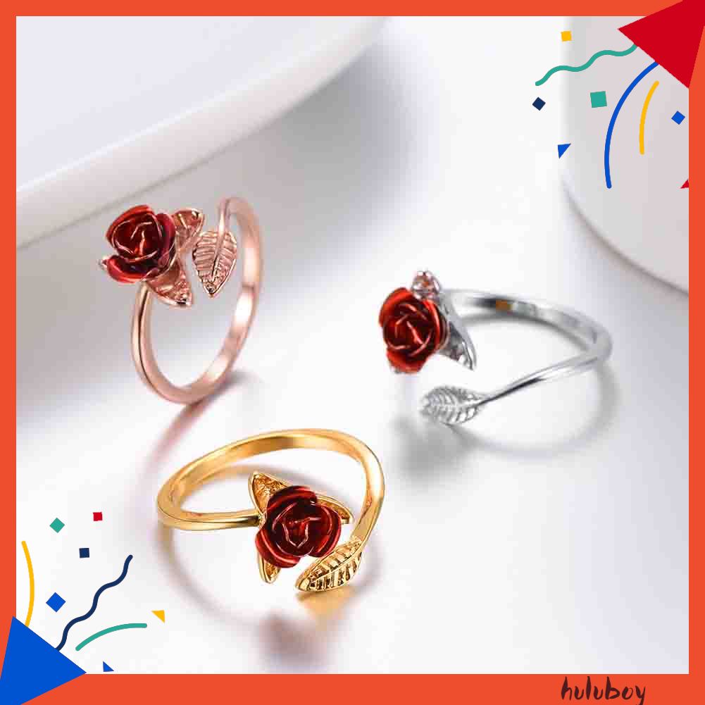 Nhẫn Hở Hình Hoa Hồng Có Thể Điều Chỉnh Kích Cỡ Dành Cho Nữ