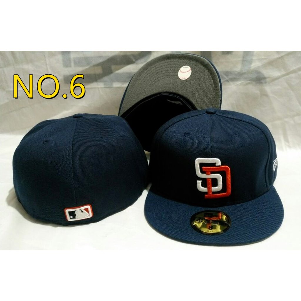 MLB San Diego Padres Classic Fully Sealed Cap Non-adequate Cap Size Snapback Cap Flat Brim Cap Hip Hop Baseball Cap Couple Cap Sunhat mqvA