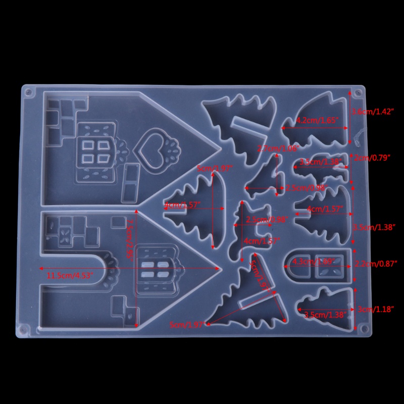 Set 2 Khuôn Silicone Làm Đồ Trang Trí Thủ Công Hình Ngôi Nhà Giáng Sinh DIY