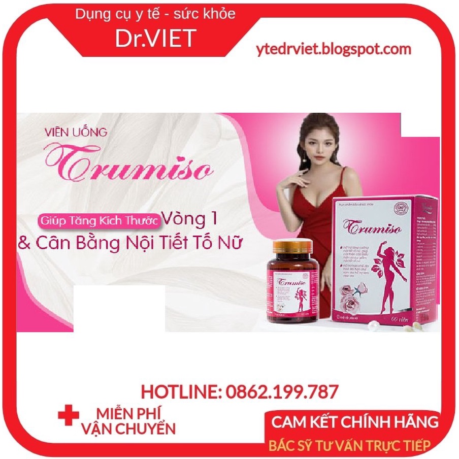 TRUMISO TĂNG VÒNG 1 – VIÊN UỐNG NỘI TIẾT TỐ NỮ HỘP 60 VIÊN, Bổ sung estrogen, Collagen, tăng ham muốn, tăng sinh lý nữ