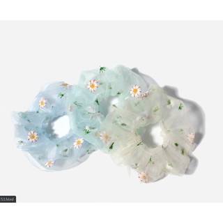 Dây buộc tóc, cột tóc scrunchie hoa cúc trong suốt