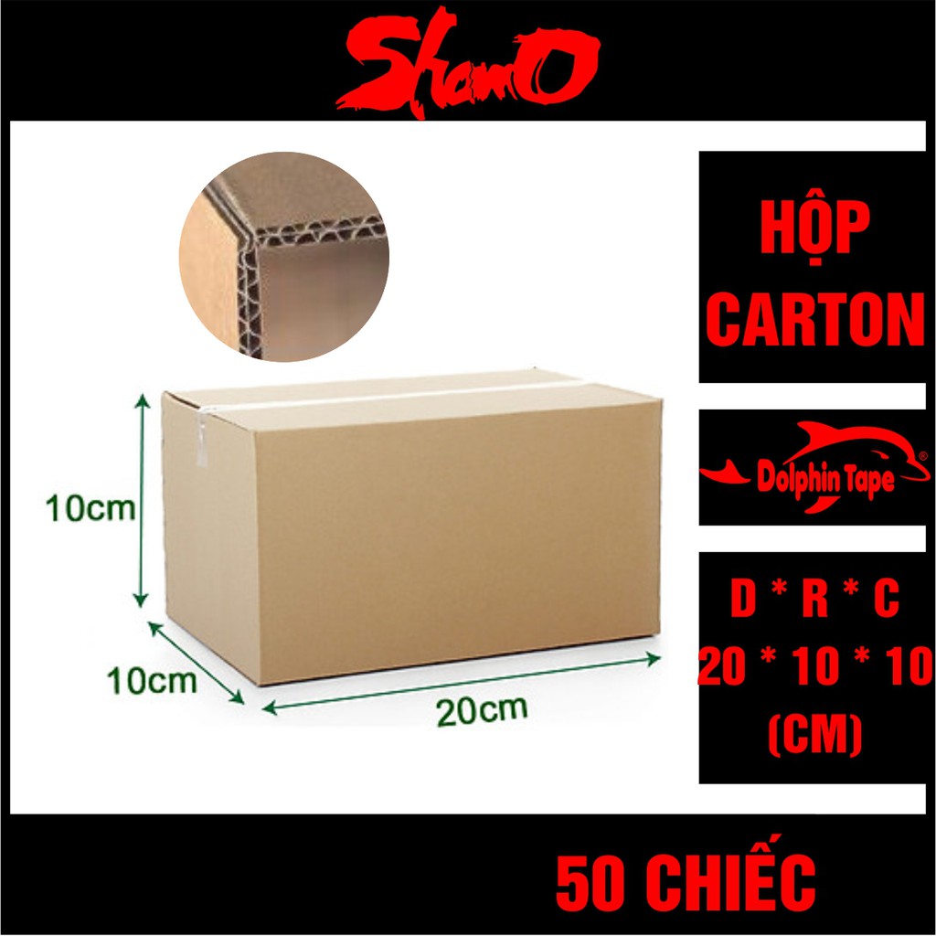 [ 50 chiếc ] Hộp carton KT: 20cm x 10cm x 10cm – Dùng trong công tác đóng hàng hỗ trợ vận chuyển - Hộp COD