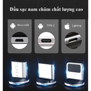 dây cáp nam châm phát sáng- 3 đầu-ios-samsung-typec