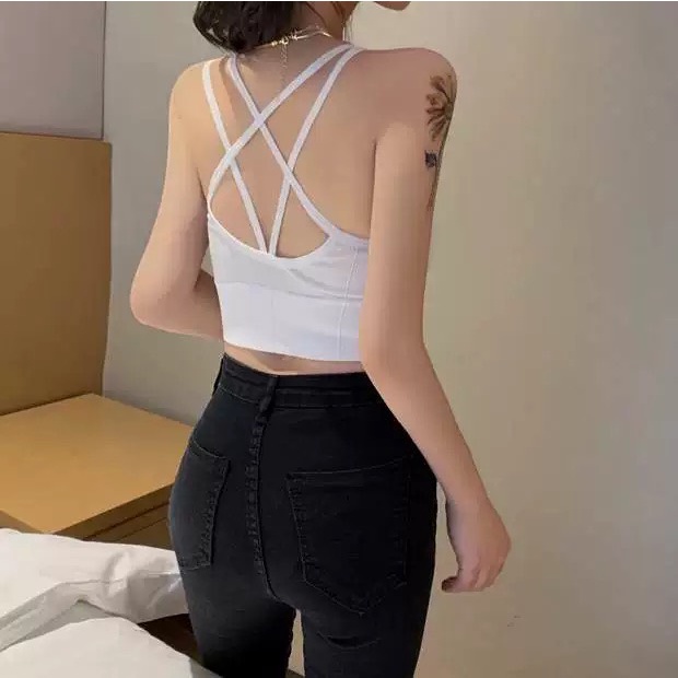 Áo bra nữ áo lót len tăm lưng đan chéo kiểu dáng thể thao trẻ trung freesize PASANA0097