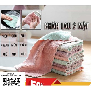 Khăn bông 2 mặt thấm hút tốt, mềm mịn làm khăn mặt, khăn lau tay, lau chùi bếp, bàn ăn đa năng