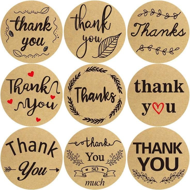 Tách lẻ 100 sticker Thank You dùng để gói hàng
