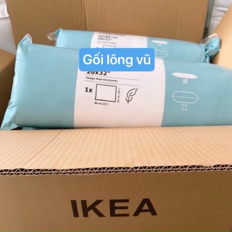 Gối Lông Vũ IKEA⚡️Chính hãng⚡️ lông vũ siêu xịn, kích thước 48x74cm, nặng 1,1kg