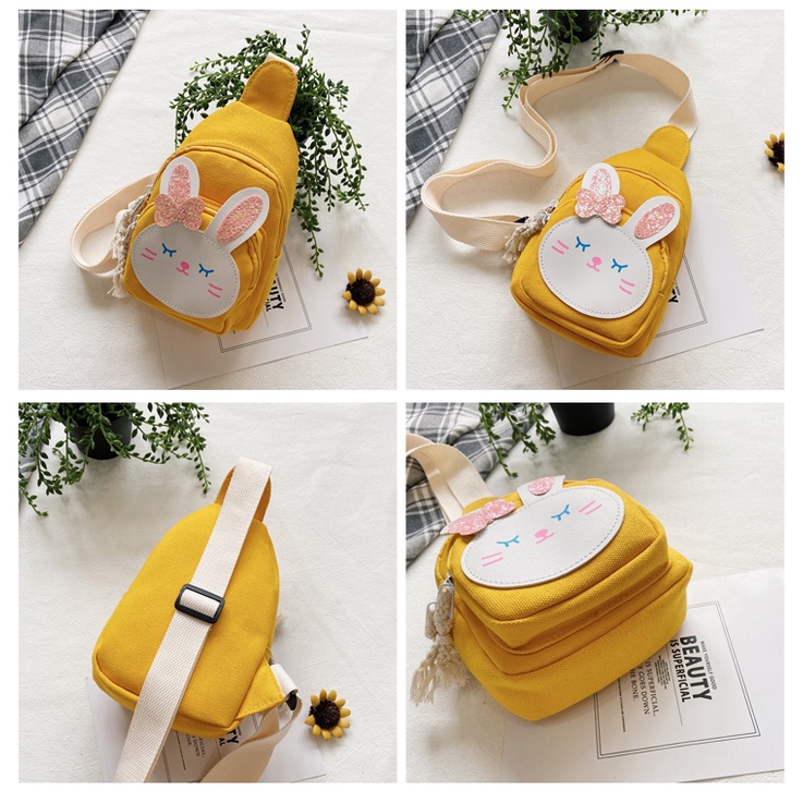 Túi đeo chéo mini cho bé trai bé gái Hạ Băng Designs, túi xách mini trẻ em đựng tiền điện thoại - Hình Thỏ
