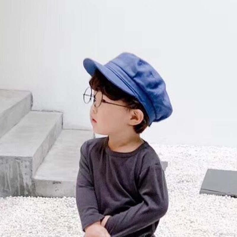 Mũ lưỡi trai màu trơn phong cách retro thời trang cho bé