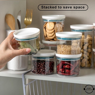 ALIFE Stackable Kitchen Food Storage Can Sealed Box Plastic Bottle Spice Jar
