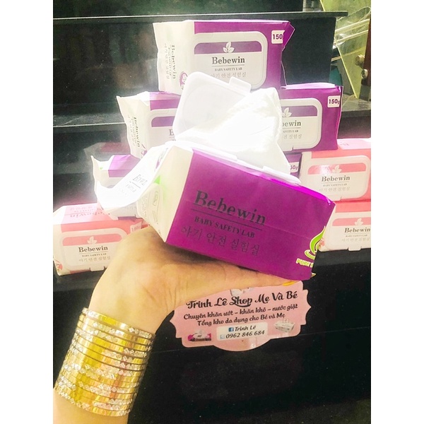 (Sỉ)Combo 10 hộp Khăn ướt khỗng lồ BEBEWIN HQ không mùi 750gam/gói