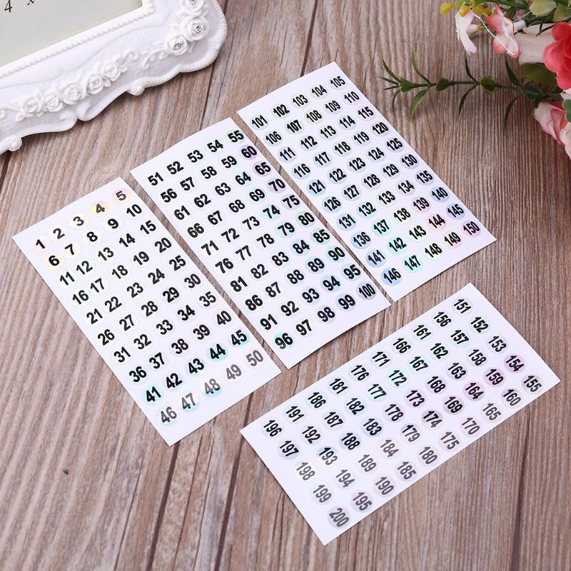 Bộ Hình Dán Chữ Số 8mm Từ 1 Đến 200
