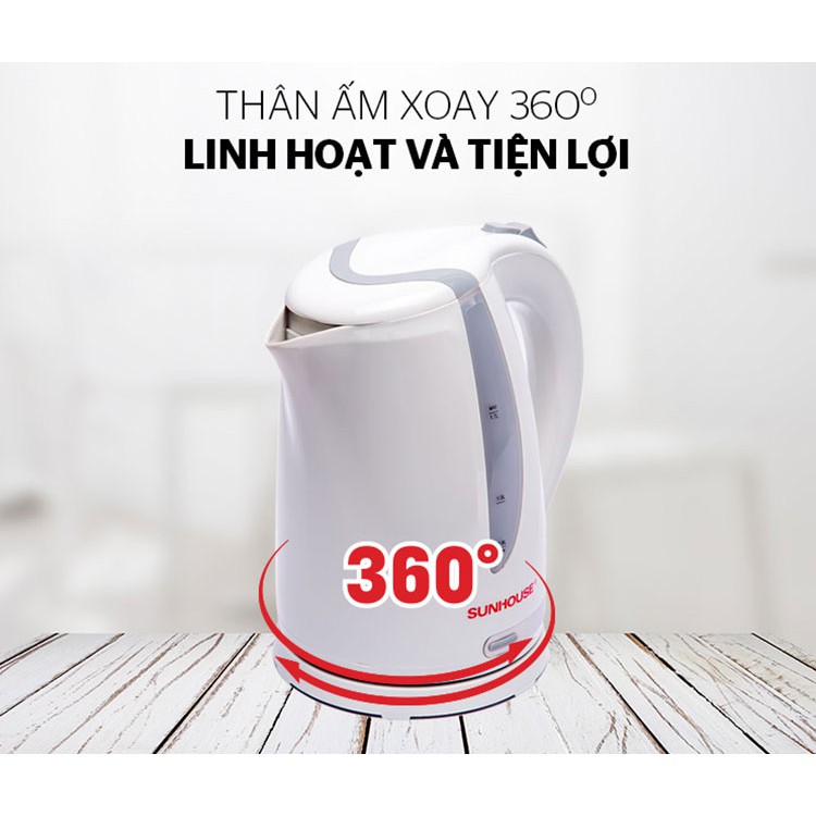 SHD1300 - ẤM SIÊU TỐC SUNHOUSE 1.7L (TRẮNG) – BẢO HÀNH CHÍNH HÃNG 12 THÁNG