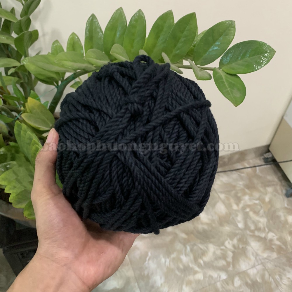 [Ảnh thật] Dây thừng cotton màu đen size 3mm và 5mm thắt Macrame