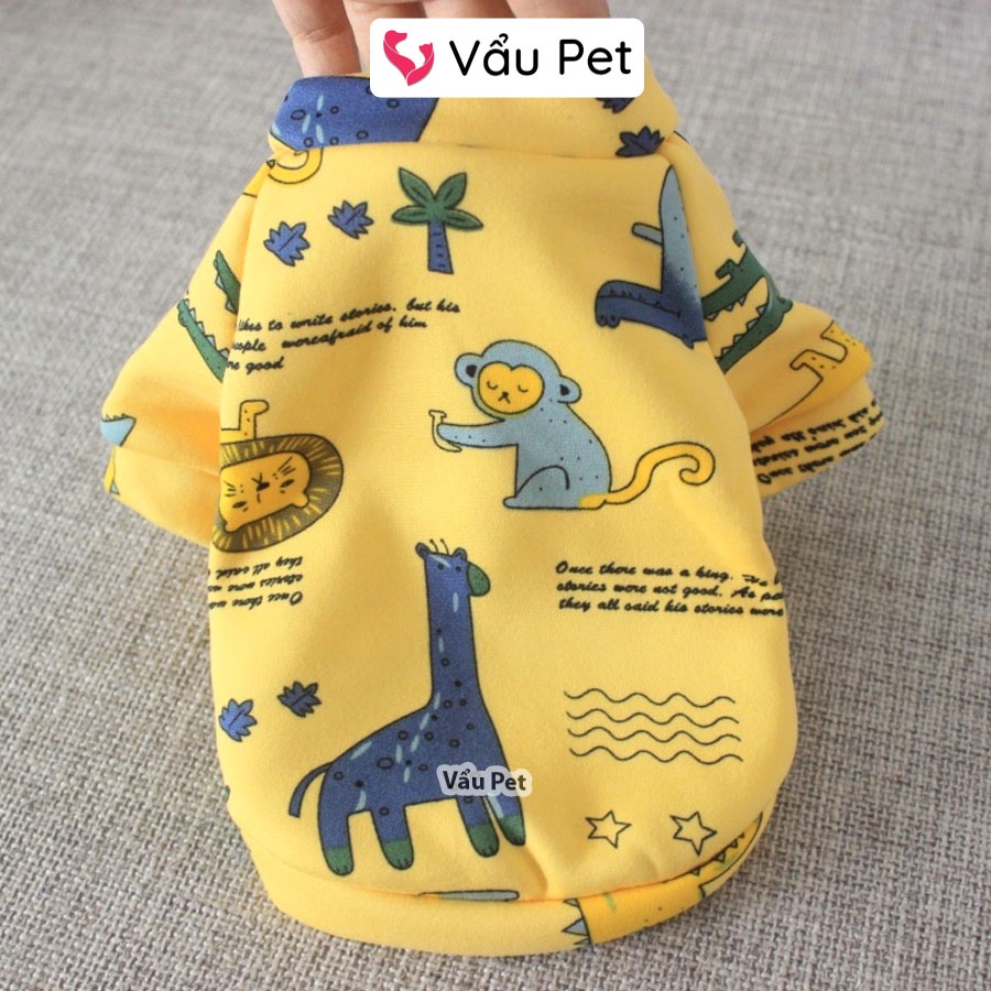 Áo cho chó mèo Nỉ họa tiết ngộ nghĩnh mùa đông - Quần áo cho chó poodle, con, lớn, mèo, thú cưng Vẩu Pet Shop