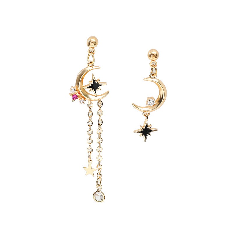 Fashionable Moon And Star Earrings