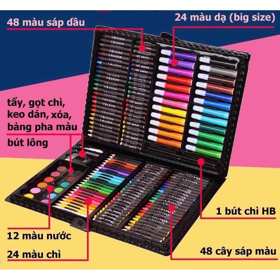 Set màu 150 chi tiết đủ loại từ màu chì, màu sáp, màu nước - Bộ Bút Tô Màu , Bộ Bút Vẽ Màu 150 chi tiết