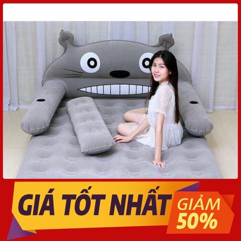 Giường hơi hình thú kute kèm bơm và miếng vá.