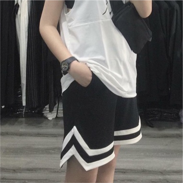 Quần Short Thun Double V-short/ Short 2V màu ĐEN ❤️/Nam nữ Unisex/FREESHIP 99K ❤️