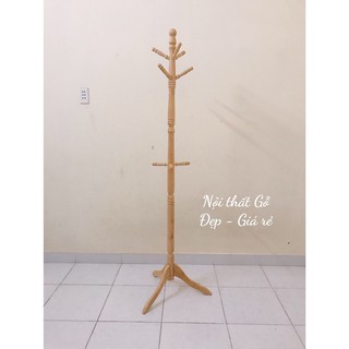 Cây treo quần áo gỗ kiểu Hàn màu gỗ tự nhiên lắp ráp