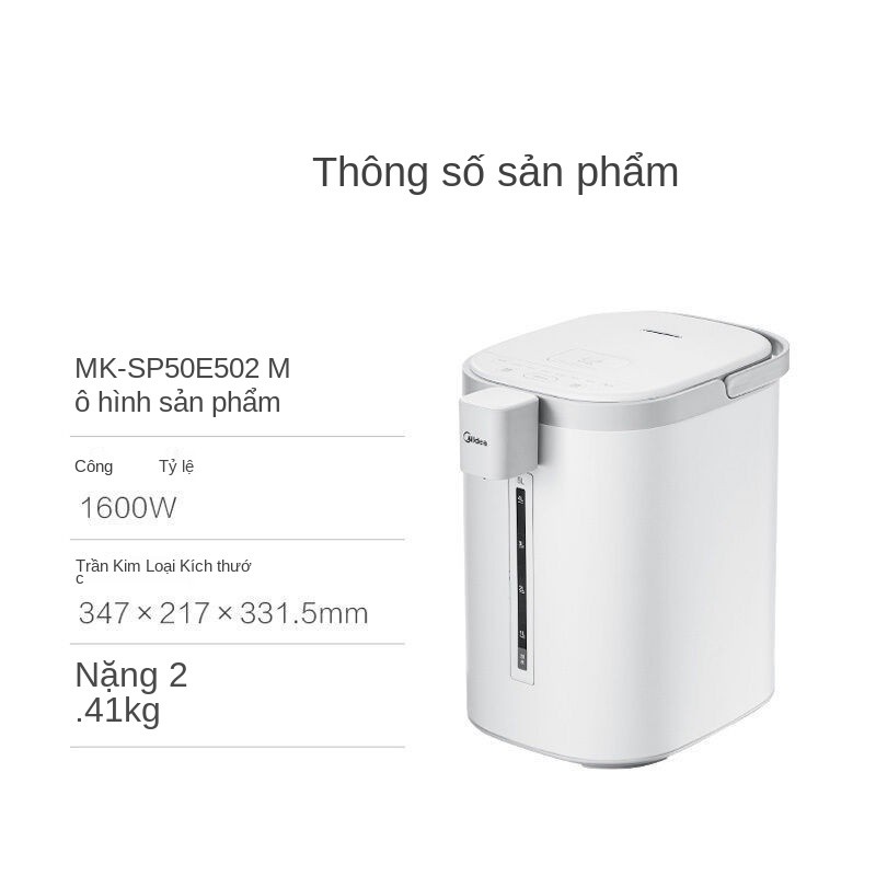 Bình nước nóng điện Midea giữ nhiệt tích hợp đun điều gia dụng sôi dung lớn hai lớp chống đóng cặn