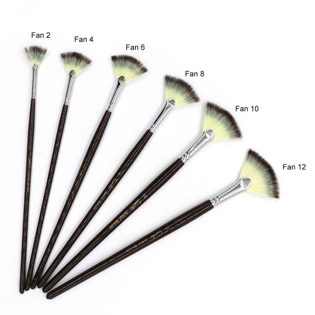 SeamiArt Bộ 6 cọ vẽ màu nước/ sơn dầu hình rẽ quạt tiện dụng chất lượng cao