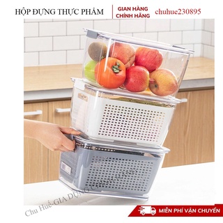 Hộp đựng thực phẩm tủ lạnh 2 lớp, hộp chia ngăn bảo quản rau củ giúp tươi lâu hơn trong tủ lạnh