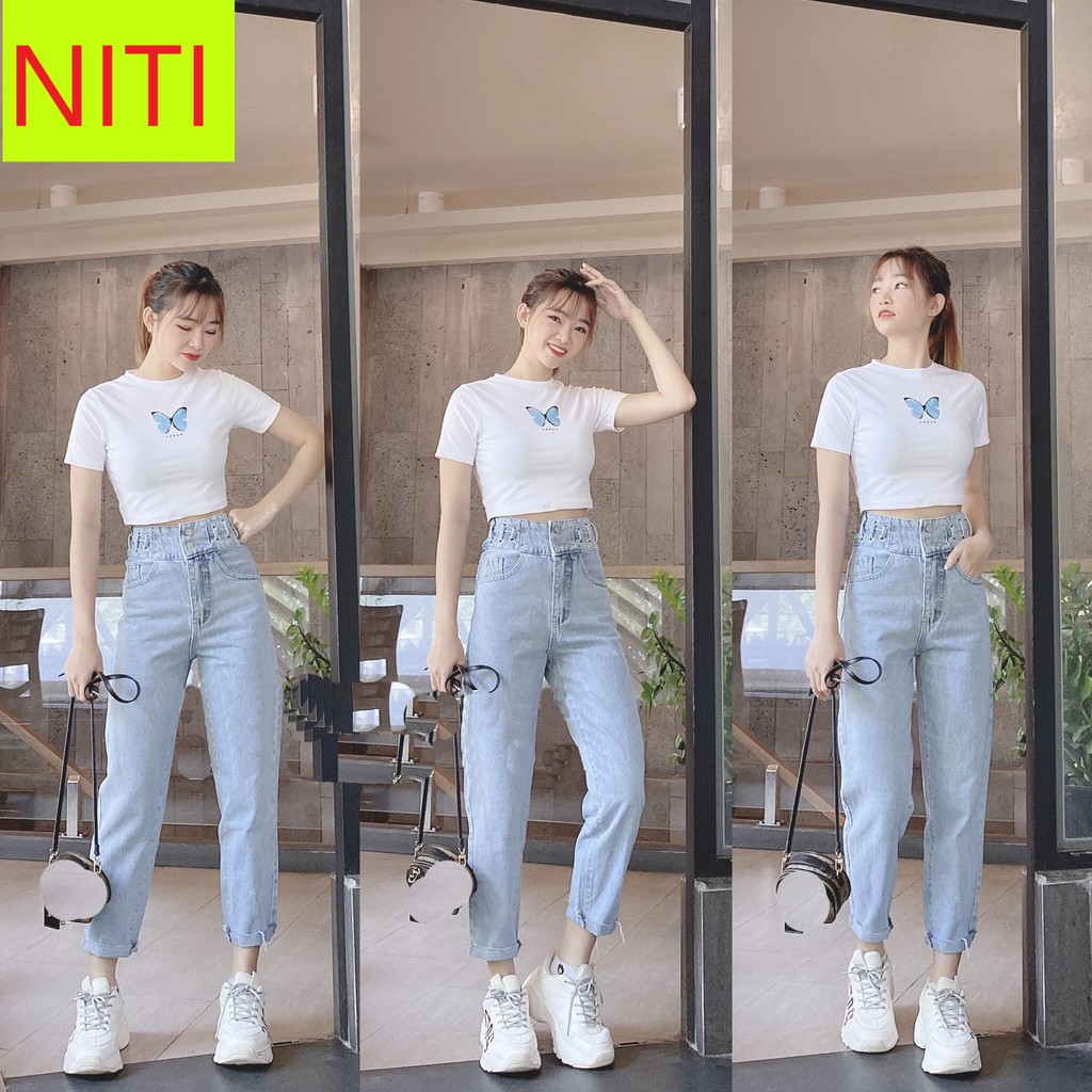 [ MONG MANH DỄ VỠ ] QUẦN BAGGY JEAN NỮ LƯNG CAO 2 NÚT 6 DÂY ĐAN DỌC MÀU XANH NHẠT ĐỦ SIZE S, M, L SIÊU HÓT SIÊU CÁ TÍNH