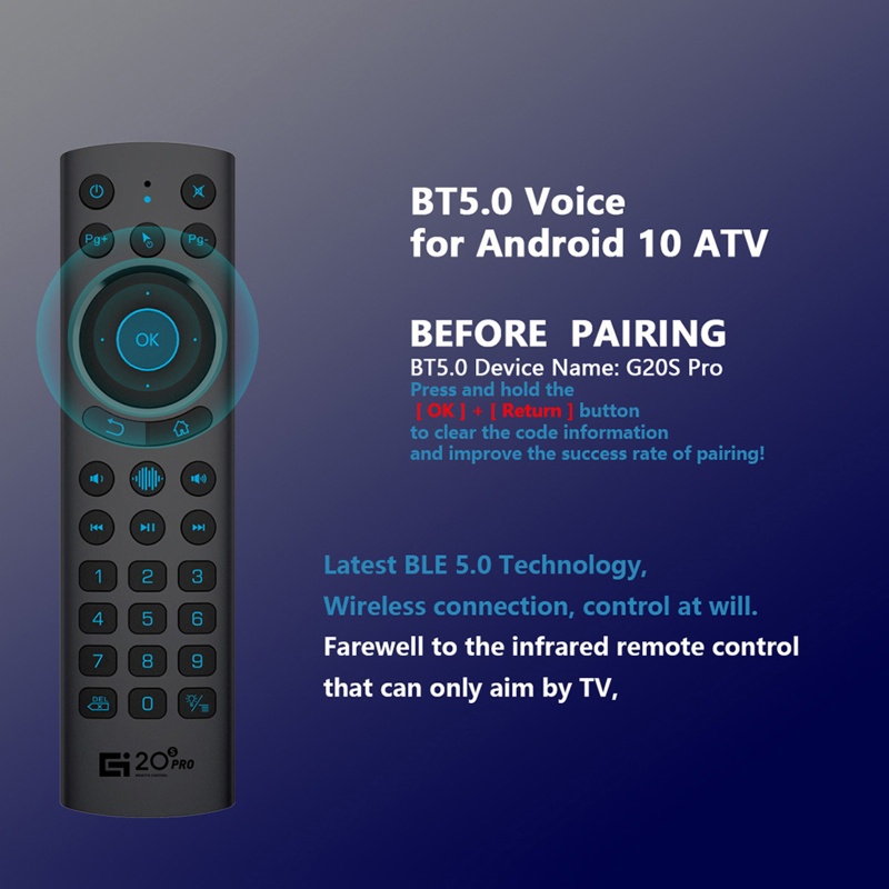 Chuột Không Khí Điều Khiển Từ Xa G20BTS Plus BT Gyro IR Dành Cho ATV Android Box Điều Khiển Từ Xa X3 Pr