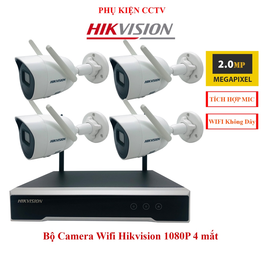 Bộ camera Hikvision wifi không dây tích hợp mic NK42W0 chính hãng Full HD 1080p