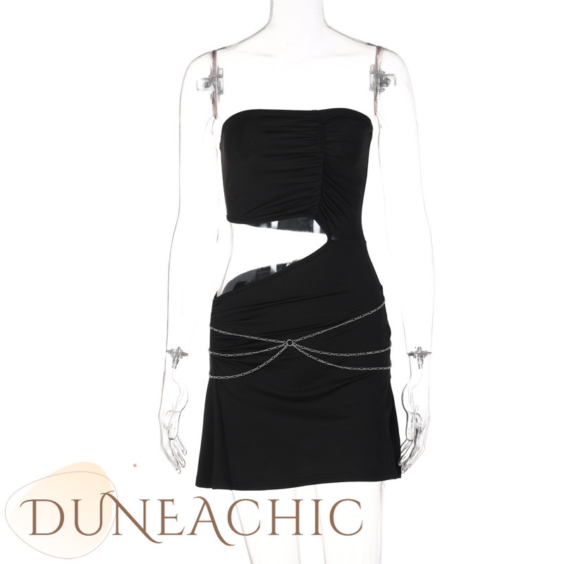 Đầm DUNEA phối dây xích khoét vai phong cách cho nữ