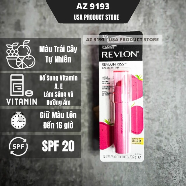 Son Dưỡng Có Màu REVLON SPF 20, 2.6g, Hàng Mỹ - Bổ Sung Vitamin, Màu Trái Cây Tự Nhiên, Giữ Màu Suốt 16h - Az 9193