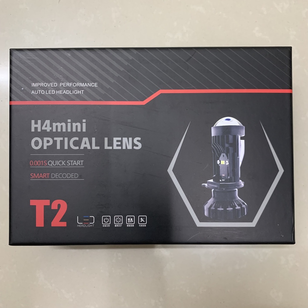 Đèn led bi cầu mini T2Pro chân H4 12V-24V tăng sáng cho ôtô, xe máy, ledbimini