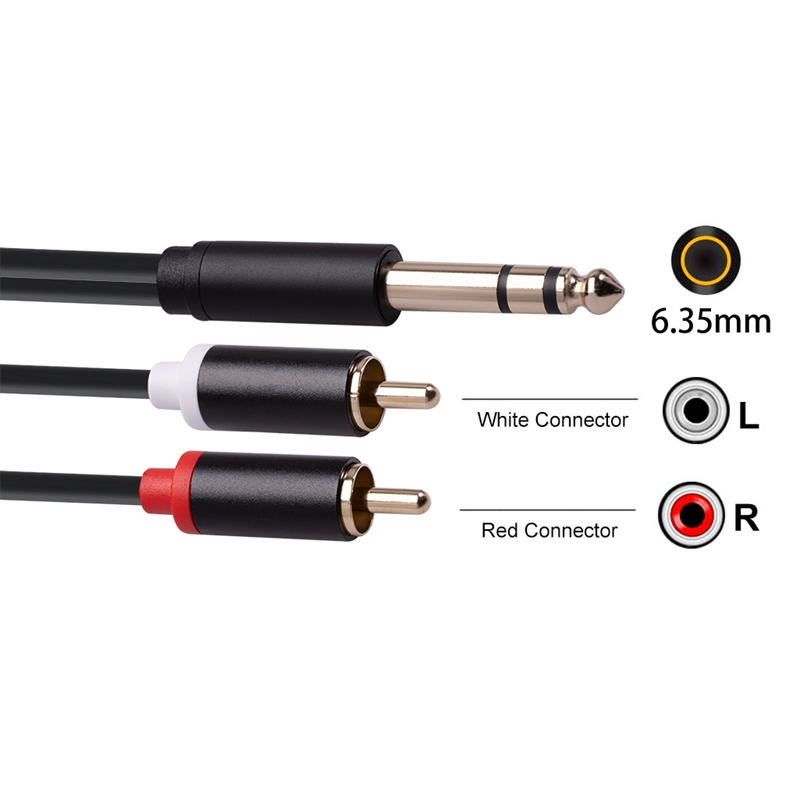 Cáp ChuyểN ĐổI Âm Thanh RCA 6.35 mm Sang 2RCA, Chia 6.35mm Sang 2 RCA
