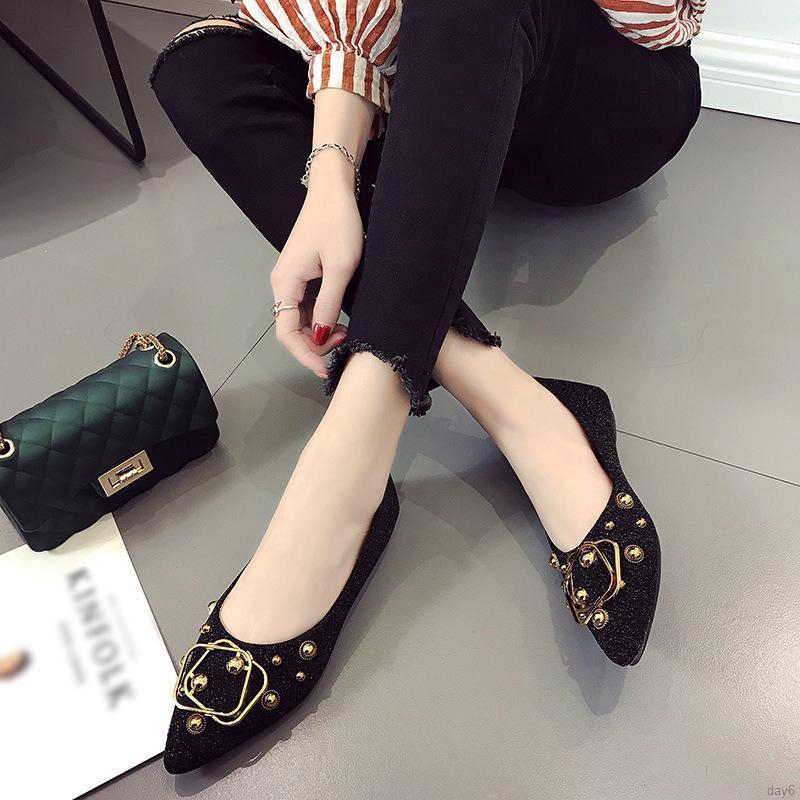 Giày búp bê nữ đế bằng mũi nhọn phong cách Hàn Quốc | BigBuy360 - bigbuy360.vn