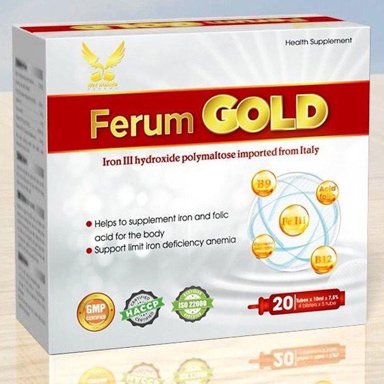 SIRO SẮT FERUM GOLD 10ML/20 ỐNG BỔ SUNG SẮT VÀ ACID FOLIC CHO CƠ THỂ THƠM NGON KHÔNG TANH