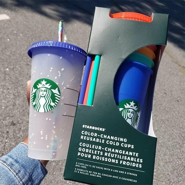 [Mã LIFEHLDEC giảm 10% đơn 99k] Ly Nhựa Đổi Màu Starbucks Có Thể Tái Sử Dụng Thiết Kế Độc Đáo